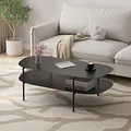 Produktbild: [en.casa] Couchtisch Enebakk Wohnzimmertisch ovale Form 112 x 62 x 40,5 cm Sofatisch Stahl Kaffeetisch mit unterer Ablage Schwarz