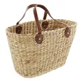 Produktbild: FRANK FLECHTWAREN Shopper Einkaufstasche, Wasserhyazinthe Naturoptik, 50x22x30 cm GH 48 cm, Kunstledergriffe, Markt Strand Alltag Boho