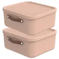 Produktbild: Rotho Maloja 2er-Set Aufbewahrungsbox mit Deckel 20 l, Kunststoff, rosa, 20 (39.5 x 38.0 x 17.7 cm)