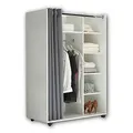 Produktbild: Stella Trading JENKE Mobiler Kleiderschrank auf Rollen, Weiß mit Stoffvorhang - Vielseitiger Allzweckschrank mit cleverer Inneneinteilung - 100 x 145 x 50 cm (B/H/T)