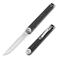Produktbild: BÖKER PLUS® Kaizen Carbon Fiber S35VN - Tanto Taschenmesser japanisch - Gentleman Messer mit Flipper Klinge - leichtes EDC Klappmesser mit schwarzem Kohlefaser Griff -Einhandmesser mit Clip & Etui