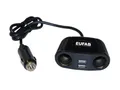 Produktbild: Eufab 16549 Doppelsteckdose 12 V mit Kabel und USB-Anschluss, Schwarz