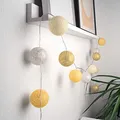 Produktbild: LED Lichterkette aus 20 Baumwollkugeln 3 meter Kugeln Kette Cotton Balls Bälle Kinderzimmer Stimmungslicht (Gelb 3 meter)