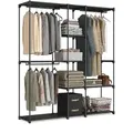 Produktbild: Relaxdays Garderobe, offener Kleiderschrank, Ablagen & Kleiderstangen, Kleiderständer, flexibles Stecksystem, schwarz