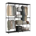 Produktbild: Relaxdays Garderobe, offener Kleiderschrank, Ablagen & Kleiderstangen, Kleiderständer, Flexibles Stecksystem, schwarz