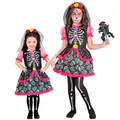 Produktbild: W WIDMANN MILANO Party Fashion - Kinderkostüm Dia de los Muertos für Mädchen, Skelett Kleid mit Schleier für Halloween