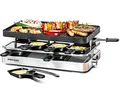 Produktbild: ROMMELSBACHER Raclette Grill RC 1400 - Wendeplatte zum Grillen & für Crepes, 8 Pfännchen, Antihaftbeschichtung, Ein/Ausschalter, stufenlose Temperaturregelung, Edelstahl, 1200 W