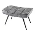 Produktbild: Riess Ambiente Moderner Hocker Scandinavia grau Samt Schwarze Metallbeine Fußhocker Fußablage Beistellhocker Ablagehocker Wohnzimmerhocker Samthocker
