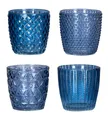 Produktbild: Levandeo® Teelichthalter, 4er Set Windlicht H7,5cm Glas Blau Teelichthalter Tischdeko Kerzen