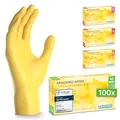 Produktbild: ARNOMED Einweghandschuhe Gelb 100 Stück/Box, Nitrilhandschuhe M, Einmalhandschuhe, Handschuhe Einweg puderfrei, latexfreie Gummihandschuhe, Einweghandschuhe in XS, S, M & L verfügbar