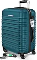 Produktbild: KESSER® Reisekoffer 84L Mittlerer Hartschalen Koffer Inkl. Kofferwaage + Gepäckanhänger | Trolley Gepäck Rollkoffer Zahlenschloss 4 Rollen ABS-Hartschale Teleskopgriff, 66x45x28cm, Petrolgrün