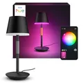 Produktbild: Philips Hue White & Color Ambiance Go Tragbare Tischleuchte (530 lm), dimmbare LED Leuchte für das Hue Lichtsystem mit 16 Mio. Farben, smarte Lichtsteuerung über Sprache oder App, schwarz
