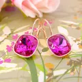 Produktbild: Rosegold Ohrringe 925 Sterling Silver Rotgold vergoldet Kristalle Fuchsia NOB...