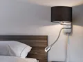 Produktbild: Wandlampe mit Stoff Schirm schwarz Ø 20cm E14 & LED Leselampe - Wohnzimmerlampen