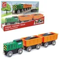 Produktbild: Hape Spielzeugeisenbahn E3718 Diesel-Frachtzug, aus Holz, mit 2 Waggons und Ladung