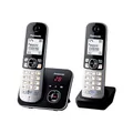 Produktbild: Panasonic KX-TG6822GB DECT Schnurlostelefon mit Anrufbeantworter (strahlungsarm, Eco-Modus, GAP Telefon, Festnetz, Anrufsperre, DUO) schwarz