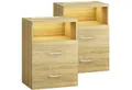 Produktbild: Casaria Nachttisch Jamie (2-St), mit Touch LED Beleuchtung 40x28x55cm Dimmbar Holz 2 Schubladen Bett