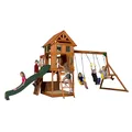 Produktbild: Backyard Discovery Spielturm Holz Atlantic | Stelzenhaus für Kinder mit Rutsche, Schaukel, Kletterwand | XXL Spielhaus / Kletterturm für den Garten