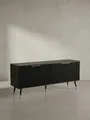Produktbild: KADIMA DESIGN Lowboard Lowboard Schwarz mit Eiche-Dekor 150x60x39 cm TV-Kommode Modern, (Fernsehkommode Wohnzimmer), Design TV-Schrank Hoch, Fernsehtisch Fernsehschrank mit Türen