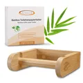 Produktbild: 1x Toiletten-Klo-Papierhalter Bambus Wandmontage ohne Bohren Klorollenhalter WC