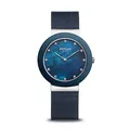 Produktbild: BERING Damen Quarz Uhr | Armbanduhr 35 mm silbernes Edelstahlgehäuse und blaues Zifferblatt | Milanaisearmband | Saphierglas | 5 ATM | 11435-387