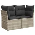 Produktbild: vidaXL Gartensofa mit Kissen 2-Sitzer, Sofa mit Staufach unter Sitzfläche, Terrassensofa mit abnehmbarem waschbarem Bezug, Gartenmöbel Terrassenmöbel, Hellgrau Poly Rattan