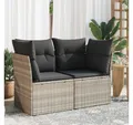 Produktbild: vidaXL Gartenlounge-Set, Gartensofa mit Kissen 2-Sitzer Hellgrau Poly Rattan