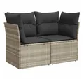 Produktbild: vidaXL Loungesofa Gartensofa mit Kissen 2-Sitzer Hellgrau Poly Rattan, 1 Teile