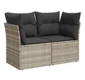 Produktbild: vidaXL Loungesofa Gartensofa mit Kissen 2-Sitzer Hellgrau Poly Rattan, 1 Teile
