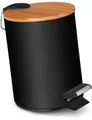 Produktbild: VMbathrooms Abfalleimer Bambus 3L schwarz mit Fußbetätigung