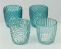 Produktbild: BOLTZE GRUPPE GmbH Teelichthalter Teelichthalter Marilu Glas lackiert türkis H.7 cm Ø.7 cm 4-teilig
