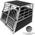 Produktbild: Monster-shop - Auto Hundetransportbox Große Doppelbox Hundebox Transportbox Gitterbox Fahrzeugbox Kofferraumbox Katzen Hunde Aluminium Trapez