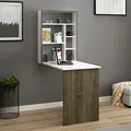Produktbild: [en.casa] Schreibtisch Greve Wandklapptisch Weiß Walnuss-Optik Bürotisch Arbeitszimmer Wandtisch klappbar