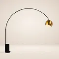 Produktbild: s.luce Ball Design-Bogenlampe Marmorfuß modern Bogenleuchte Stehlampe Stehleuchte, Schirm Gold, Basis Schwarz