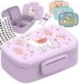 Produktbild: BEARFOOT Lunchbox Brotdose Kinder mit Fächern, leicht & auslaufsicher - Lama, Kindergarten und Schule - Mädchen und Jungen, Vesperbox, Snackbox