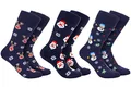 Produktbild: BRUBAKER 3 Paar Weihnachtssocken - Lustige Socken für Damen und Herren - Schneemann, Rentier und Weihnachtsmann - Baumwolle Blau - Geschenk Weihnachten - EU 41-45