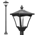 Produktbild: Outsunny LED Solar Gartenlaterne, Gartenlampe aus Kunststoff 120 cm hoch Stehleuchte IP44, Gartenlampe mit 30 Lumen Lichtsensor Solarlampe mit Erdspieß, Windlicht für Garten Balkon Schwarz