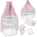Produktbild: waldin Babybett, Weiß, Rosa, Textil, Echtholz,Buche, Oval, 73x125 cm, FSC 100%, Babymöbel, Babybetten, Gitterbett