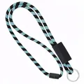 Produktbild: webbomb® Tubular Lanyard zweifarbiges Schlüsselband - rund weich und lang mit Sicherheitsverschluss und Schlüsselring als Schlüsselanhänger Key Chain für Ausweis Handy Schlüssel (hellblau/schwarz)