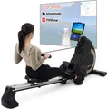 Produktbild: Hop-Sport HS-095R Gold Rudergerät klappbar für zuhause – mit Magnetwiderstand, LCD-Display, 12 Programmen, Wettkampfmodus und WATT-Funktion, bis 150kg