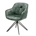 Produktbild: Invicta Interior Drehbarer Design Stuhl Euphoria grün Samt im Retrostil mit Ziersteppung Esszimmerstuhl