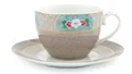 Produktbild: Pip Studio Blushing Birds Tasse mit Untertasse Kahki 0,28 l