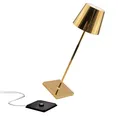 Produktbild: Zafferano Poldina Pro Kabellose LED-Tischlampe Aufladbar - Dimmbare Touch Akku Lampe mit Galvanischem Finish - Lichtfarbtemp. 2700-3000K - Aluminium H38 (Glänzend Gold)