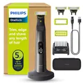 Produktbild: PHILIPS OneBlade Pro 360 Face & Body - elektrischer Rasierer, Trimmer & Bodygroomer, 3 x 360 Klingen, Präzisionskamm, 2x Körperaufsätze, Reiseetui, Ladestation, für Gesicht & Körper (QP6652/35)