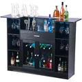 Produktbild: VEVOR Hausbar mit 4 Ebenen, Bartresen aus Holzwerkstoff mit Flaschenablage Weinglashalter LED-Beleuchtung, Bartheke mit viel Stauraum für Wohnzimmer & Keller, Belastbar bis 181,4 kg, 150 x 46 x 110 cm