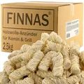 Produktbild: FINNAS Anzündwolle Kaminanzünder Grillanzünder Ofenanzünder Holzwolleanzünder 2,5kg ca 200 Stück Ökoanzünder Wachszünder Holzanzünder Feuerschale Lagerfeuer Smoker Lange Brenndauer