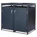 Produktbild: Zelsius Mülltonnenbox 2 Tonnen mit Pflanzdach | (B) 132 x (T) 80 x (H) 124 cm | Anthrazit RAL 7016 | mit Erweiterungsmöglichkeit | Mülltonnenverkleidung, Mülltonnen, Sichtschutz für Tonnen
