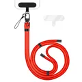 Produktbild: NALIA HoldMe Universal Handykette für Smartphone & Handyhüllen, Nylon-Seil Verstellbar & Abnehmbar, Umhänge-Band, Handyband, Lanyard mit Karabiner (schwarz) & 2 Patches, Farbe:Neon Orange
