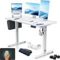 Produktbild: KESSER® Schreibtisch elektrisch & höhenverstellbar Computertisch Ergonomisch Stehen & Sitzen 3-Memory 360° Rollen USB-Ladeanschluss 120x60cm Weiß