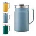 Produktbild: LocknLock Metro Becher Premium 18/8 Edelstahl doppelwandig isoliert mit Griff, perfekt für Tisch mit Deckel (600 ml Blau)